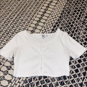 Princess Polly White Ribbed Crop Top